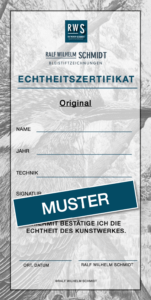 Zertifikat Originale von Ralf Wilhelm Schmidt